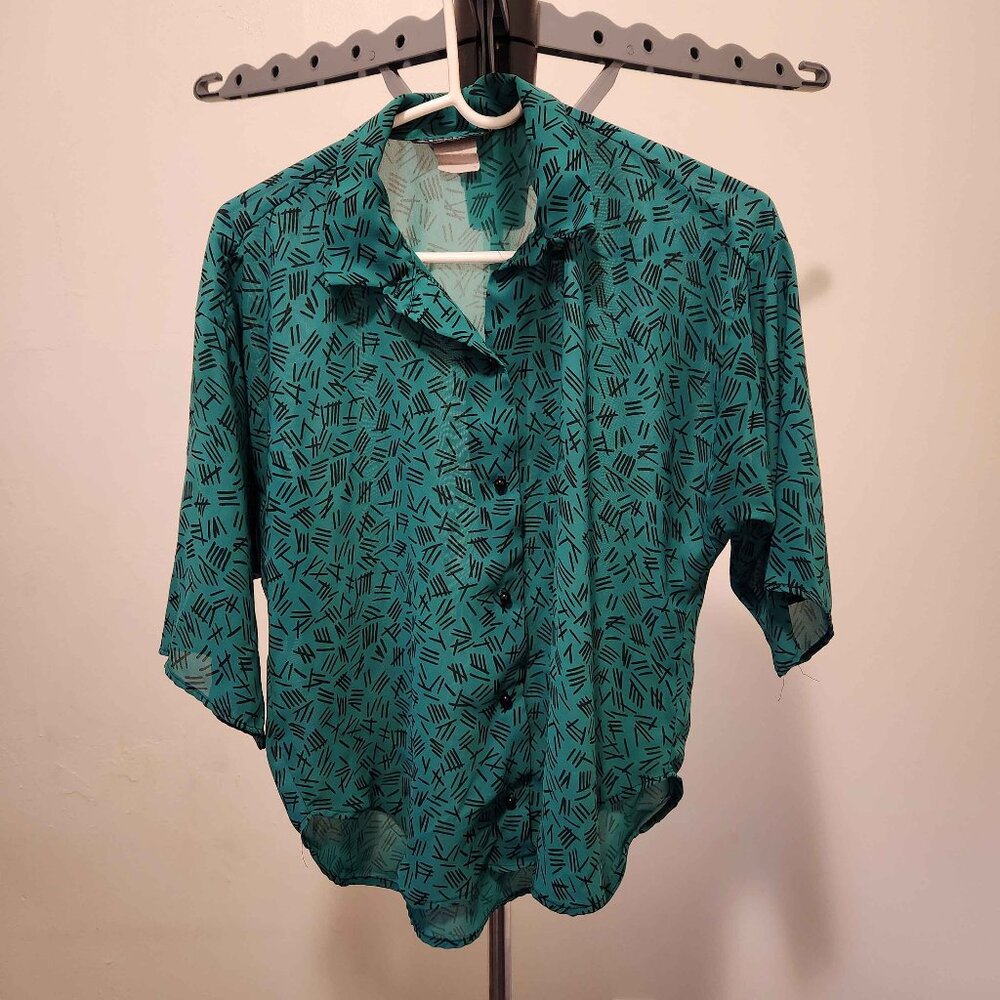 Vintage - Green abstract print shirt